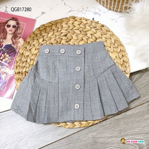 [XẢ KHO] Chân váy xếp ly phối nút dễ thương cho bé gái QGB17280
