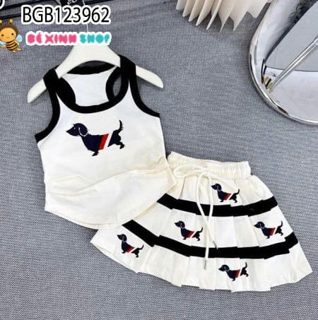 Set áo sát nách váy in cún dễ thương cho bé gái BGB123962