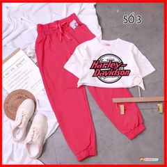 Set áo croptop quần jogger thể thao cho bé gái đi chơi BXG001