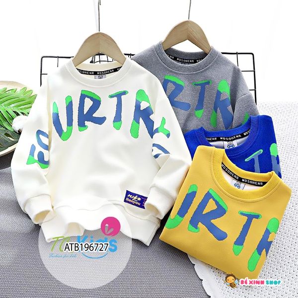 Áo DÀI TAY phối chữ nổi URT dễ thương cho bé trai ATB196726