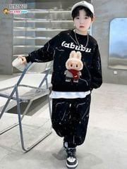 [XẢ KHO] Set dài tay in charm hoạ tiết Labubu nổi nhẹ dễ thương cho bé trai BTB28624