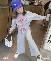 Bộ DÀI TAY in gấu ỐNG RỘNG dễ thương cho bé gái BXG251