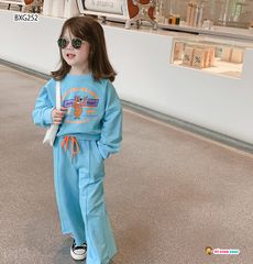 Bộ DÀI TAY in gấu ỐNG RỘNG dễ thương cho bé gái BXG251