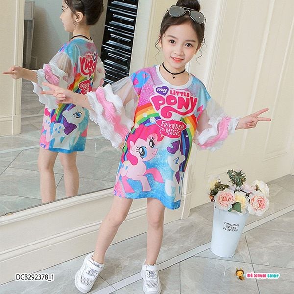 [XẢ KHO] Đầm 3D tay phối ren PONY dễ thương cho bé gái DGB292378
