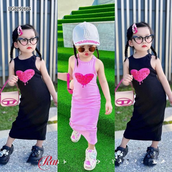 Đầm body in tim dễ thương cho bé gái DGB292663