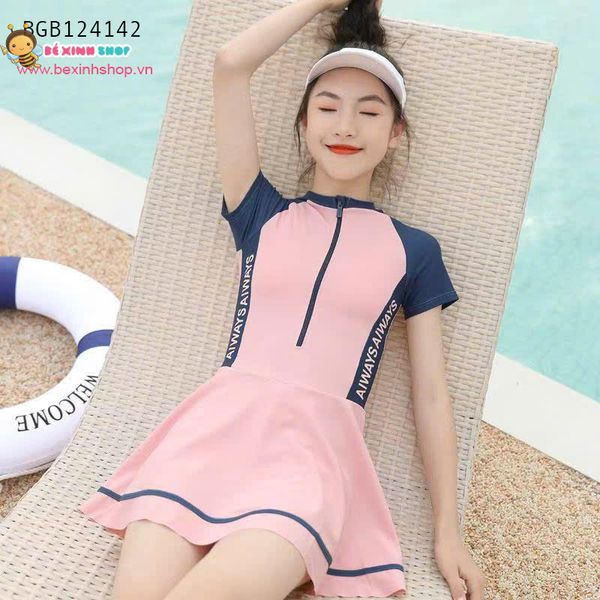 Đầm  bơi tiểu  thư QCCC có lót ngực size đại cồ (25 - 52 kg) dễ thương cho bé gái BGB124142