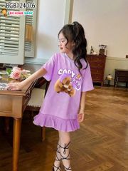Đầm suông phối bèo Capy bara dễ thương cho bé gái BGB124016