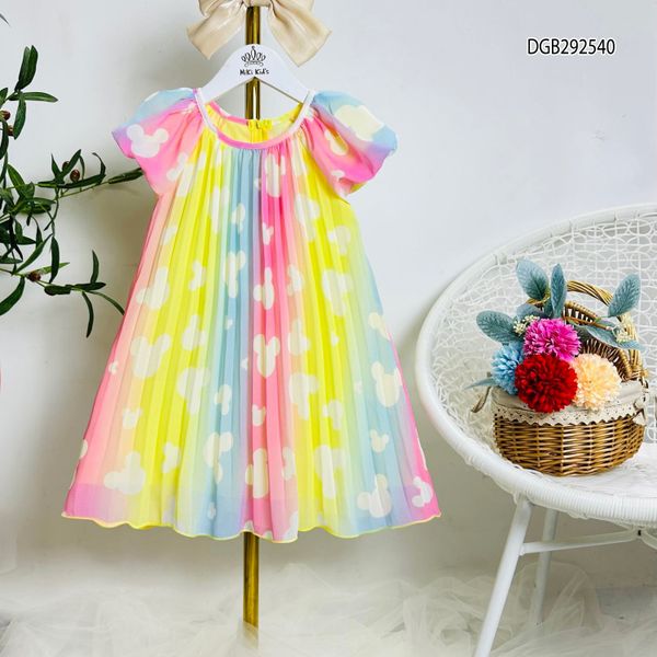 Đầm dập ly cầu vồng cực xinh cho bé gái DGB292540