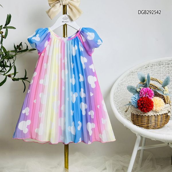 Đầm dập ly cầu vồng cực xinh cho bé gái DGB292540