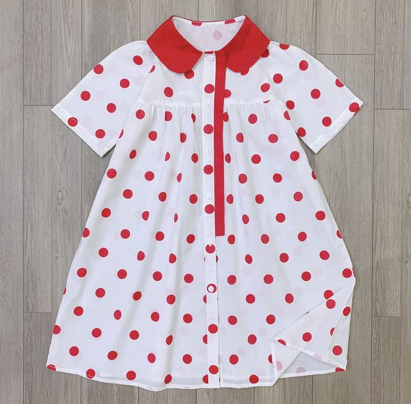 Đầm cổ sen phối bi dễ thương cho bé gái DGB292507