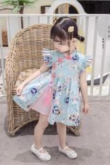 [XẢ KHO] Đầm cổ tàu hoa đào xẻ tà dễ thương cho bé gái Lễ Tết DGB292516