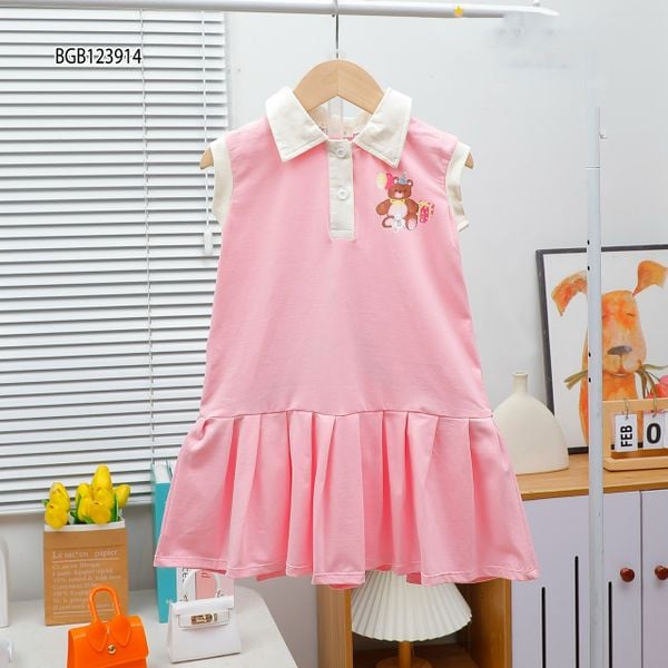 Đầm xếp ly cổ trụ in gấu dễ thương cho bé gái BGB123914