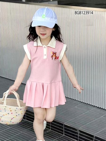 Đầm xếp ly cổ trụ in gấu dễ thương cho bé gái BGB123914