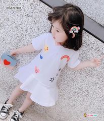 Đầm cổ trụ cầu vồng dễ thương cho bé gái DGB292482