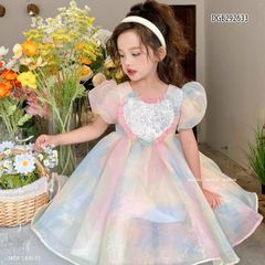 [XẢ KHO] Đầm công chúa loang tim cầu vồng dễ thương cho bé gái đi tiệc, đi chơi DGB292633