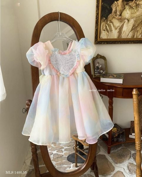 [XẢ KHO] Đầm công chúa loang tim cầu vồng dễ thương cho bé gái đi tiệc, đi chơi DGB292633