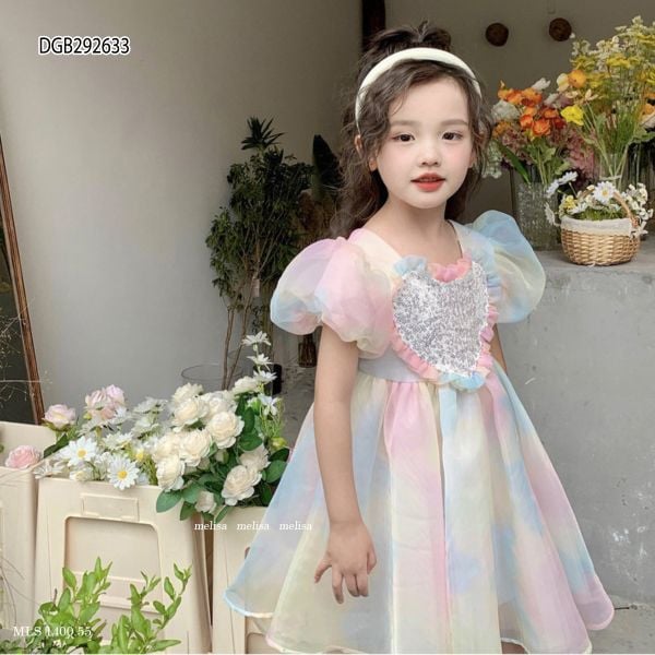 [XẢ KHO] Đầm công chúa loang tim cầu vồng dễ thương cho bé gái đi tiệc, đi chơi DGB292633