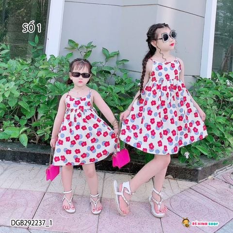 Đầm dây họa tiết hoa dễ thương cho bé gái DGB292237