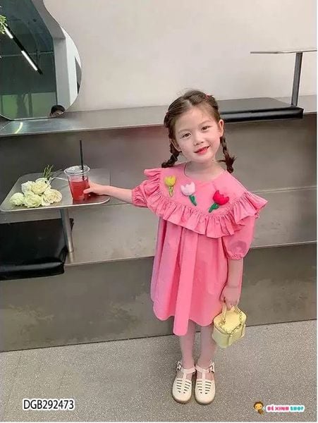 [XẢ KHO] Đầm kate đính bông dễ thương cho bé gái DGB292473