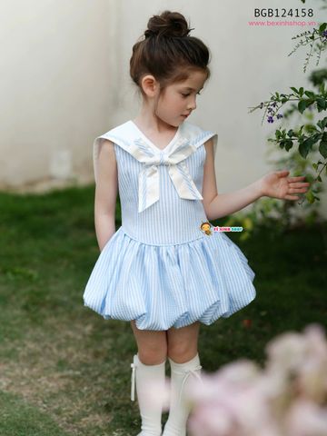 Đầm hải quân sọc xanh phối nơ bí dễ thương cho bé gái BGB124158