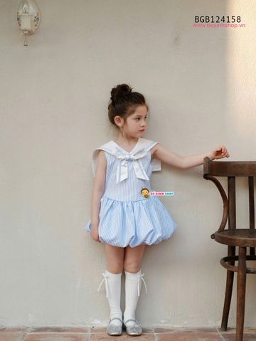 Đầm hải quân sọc xanh phối nơ bí dễ thương cho bé gái BGB124158