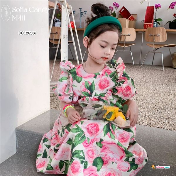 Đầm hoa hồng dễ thương cho bé gái DGB292386