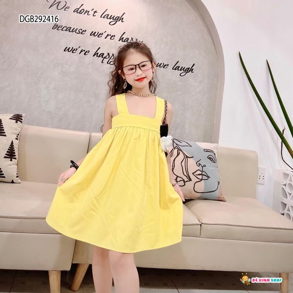 Đầm lụa dây hở lưng dễ thương cho bé gái DGB292414