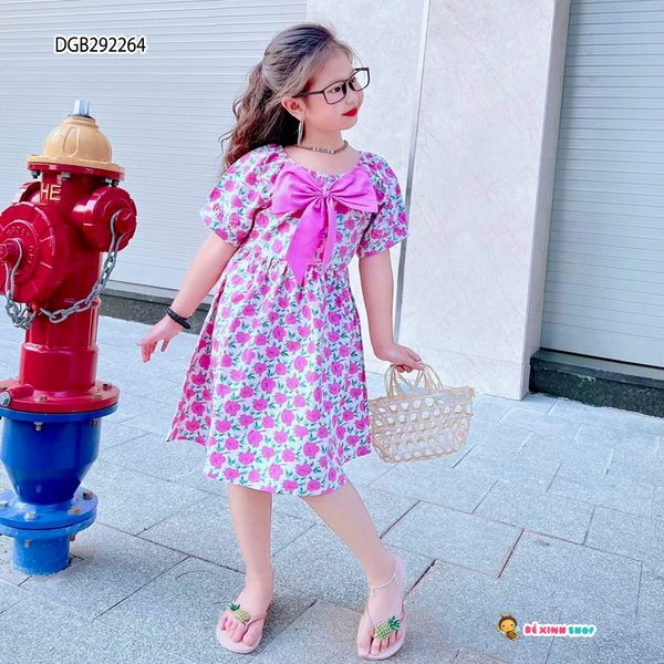 [XẢ KHO] Đầm kate hoa đính nơ to dễ thương cho bé gái DGB292263