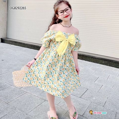 [XẢ KHO] Đầm kate hoa đính nơ to dễ thương cho bé gái DGB292263