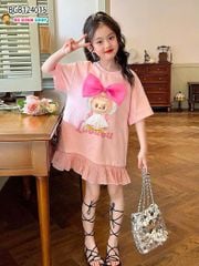 [XẢ KHO] Đầm suông đính nơ Labubu dễ thương cho bé gái BGB124015