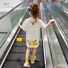 Đầm thun Pokemon năng động cho bé gái