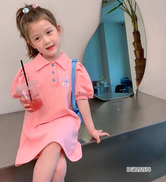 Đầm polo cổ trụ in thỏ dễ thương cho bé gái DGB292576