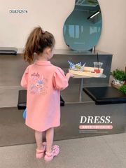 Đầm polo cổ trụ in thỏ dễ thương cho bé gái DGB292576