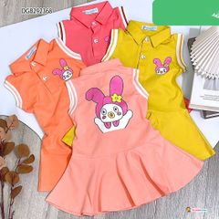 Đầm trụ phối bo in thỏ dễ thương cho bé gái DGB292368