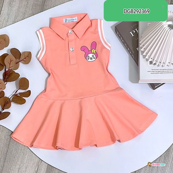 Đầm trụ phối bo in thỏ dễ thương cho bé gái DGB292368