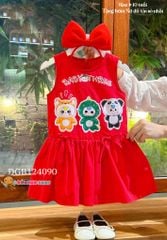 Đầm sát nách đuôi cá đính nơ kèm cài Baby Three dễ thương cho bé gái DGB124090