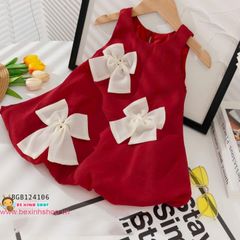 Đầm sát nách bí đính nơ dễ thương cho bé gái BGB124106