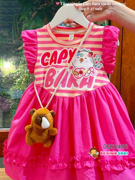 Đầm cánh tiên phối sọc (KÈM TÚI ĐEO) Capy bara  dễ thương cho bé gái DGB124073
