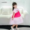 Đầm tầng babydoll đính hoa phối màu dễ thương cho bé gái dạo phố, đi học DGB292643