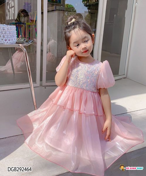 Đầm công chúa đính kim sa dễ thương cho bé gái DGB292464