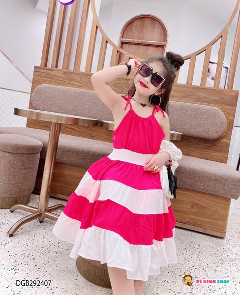 Đầm dây phối màu dễ thương cho bé gái DGB292407