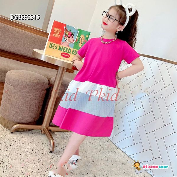 Đầm tầng phối màu dễ thương cho bé gái DGB292315