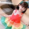 Đầm tầng phối màu đắp THỎ CÀ RỐT dễ  thương cho bé gái BXG364