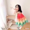 Đầm tầng phối màu đắp THỎ CÀ RỐT dễ  thương cho bé gái BXG364