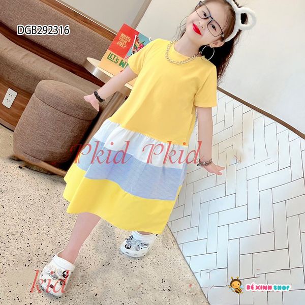 Đầm tầng phối màu dễ thương cho bé gái DGB292315