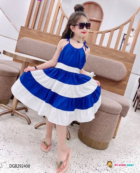 Đầm dây phối màu dễ thương cho bé gái DGB292407