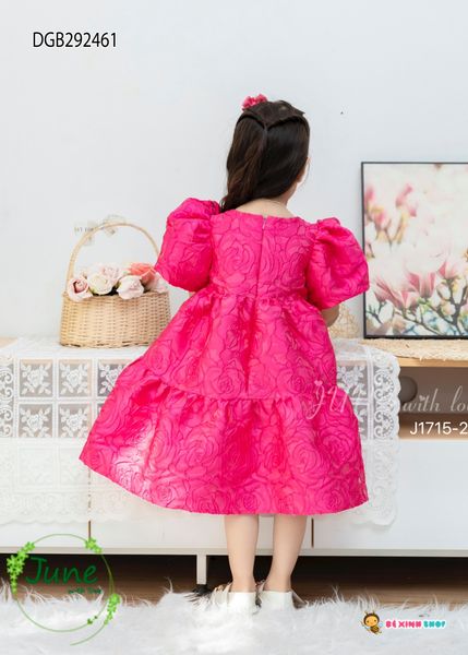 Đầm tay phồng hoa nổi dễ thương cho bé gái DGB292461