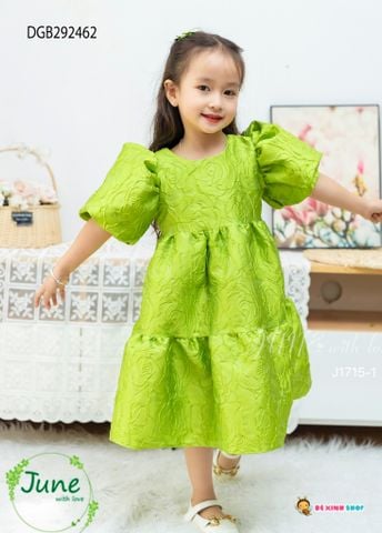 Đầm tay phồng hoa nổi dễ thương cho bé gái DGB292461