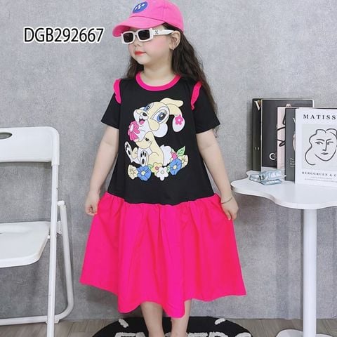 [XẢ KHO] Đầm thun cotton in thỏ dễ thương cho bé gái DGB292667