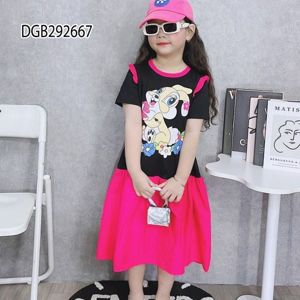 [XẢ KHO] Đầm thun cotton in thỏ dễ thương cho bé gái DGB292667